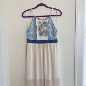 Flying Tomato Womens Maxi Dress Size MD Boho Cottagecore Sheer Embroidered Flowy